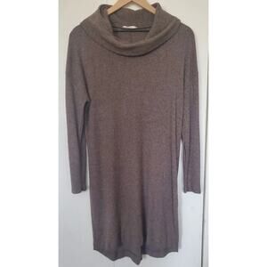 Lush - Taupe Cowlneck Ribbed Sweater Dress - Relaxed Fit - Size XS